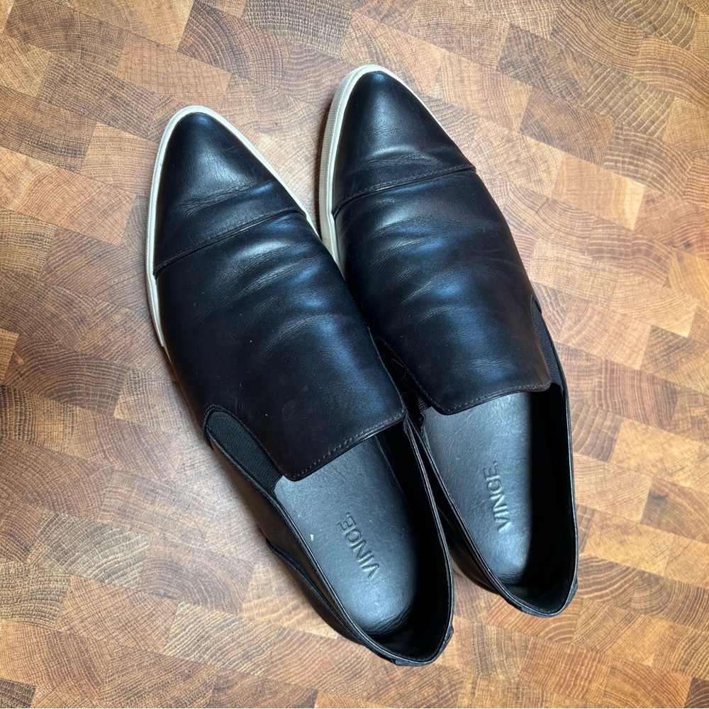 Vince Paeyre Leather Pointed Toe Slip On Sneakers